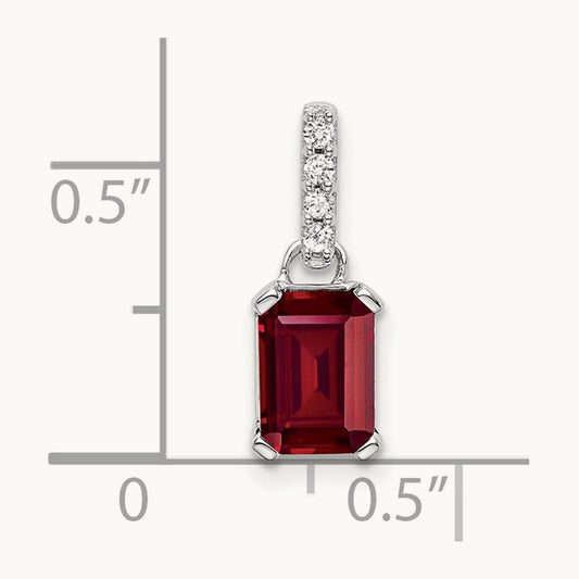 Created Ruby and Lab-Grown Diamond Pendant — 14K White Gold