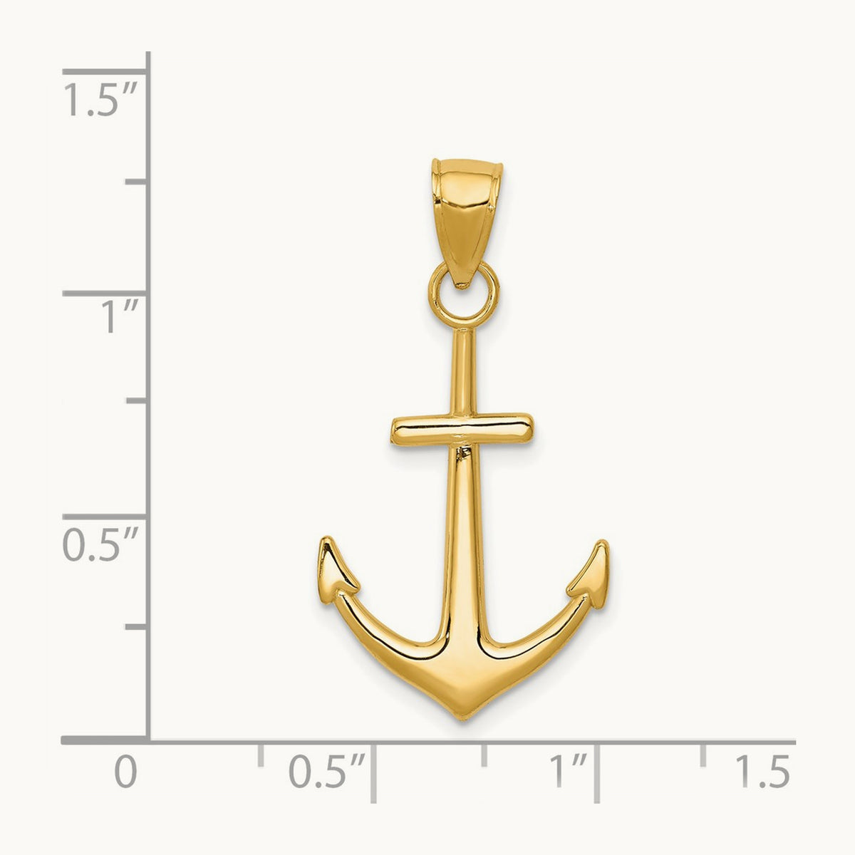 Polished Anchor Pendant — 14K Yellow Gold, 31.6mm