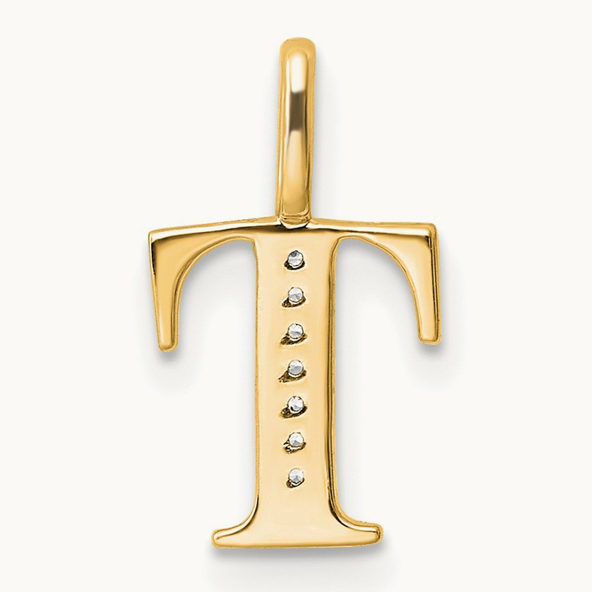 Diamond Letter T Initial Pendant, 14K