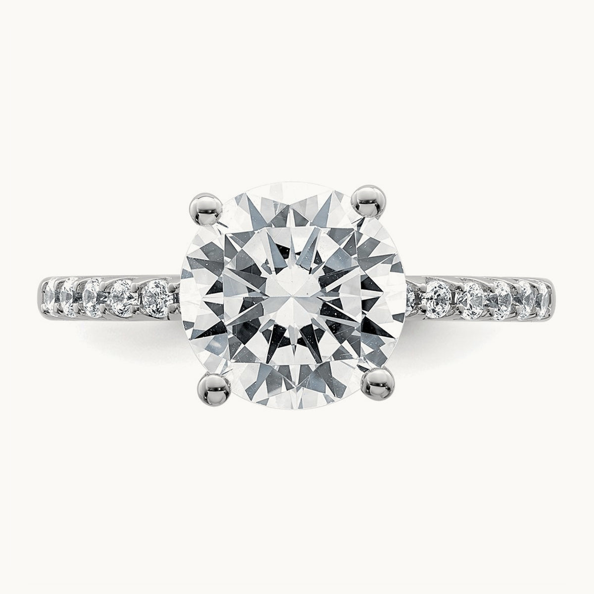 Round Engagement Ring, 1.25-2.75 ct tw Lab-Grown Diamond — 2 3/4 ct, 14K White Gold