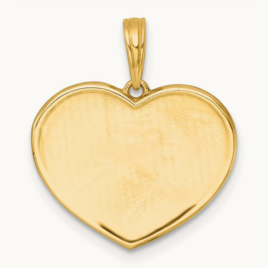 Polished Enamel Paw In Heart Charm, 14K