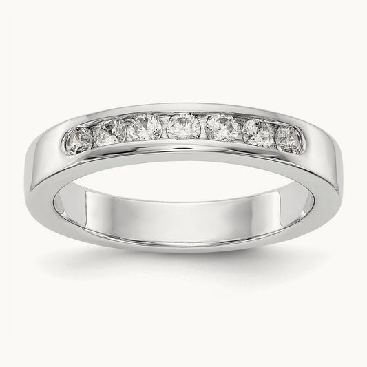 7-Stone Diamond Channel Band, 14K White Gold