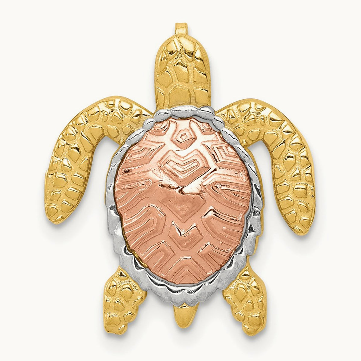 w/ White Rhodium Turtle Pendant Slide, 14K Two-tone