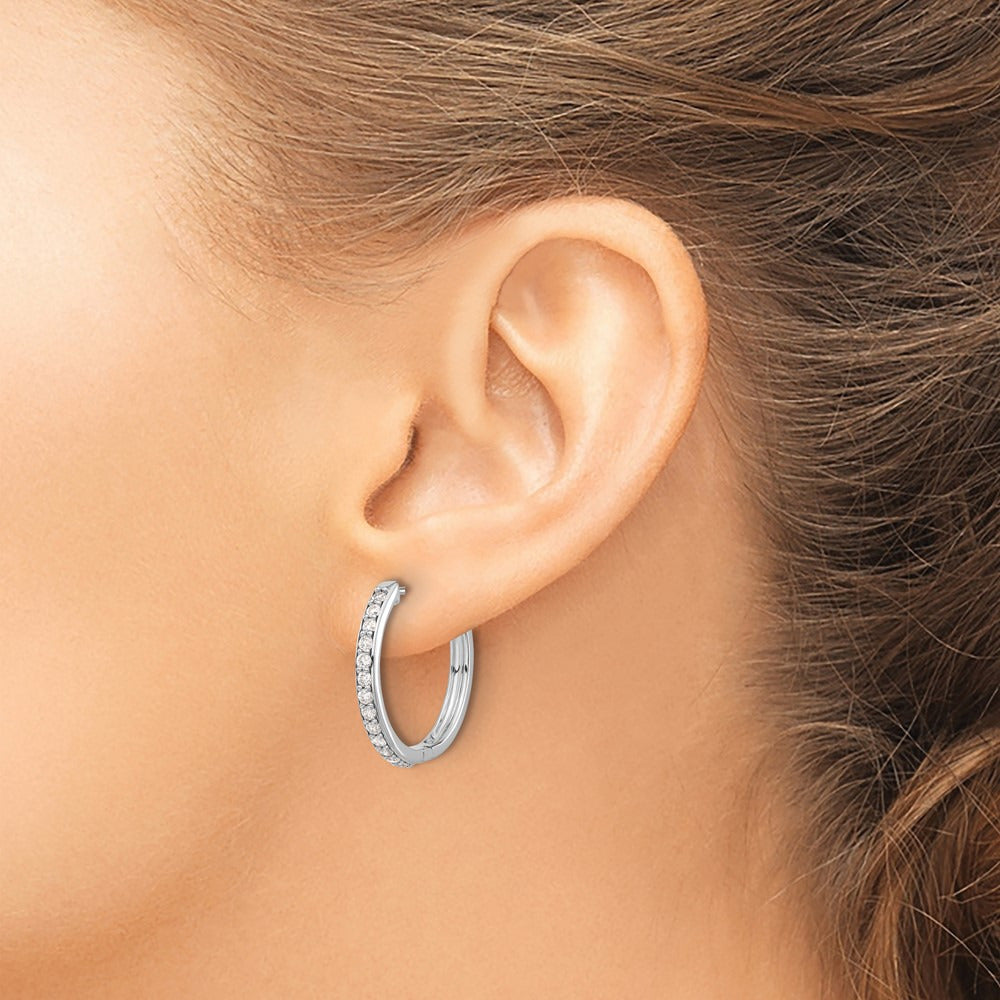 Diamond Hinged Hoop Earrings — 14K White Gold, 0.52 ct