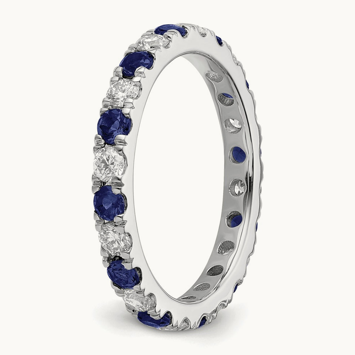 Created Sapphire Eternity Band, 0.25-0.75 ct tw Lab-Grown Diamond — 14K White Gold