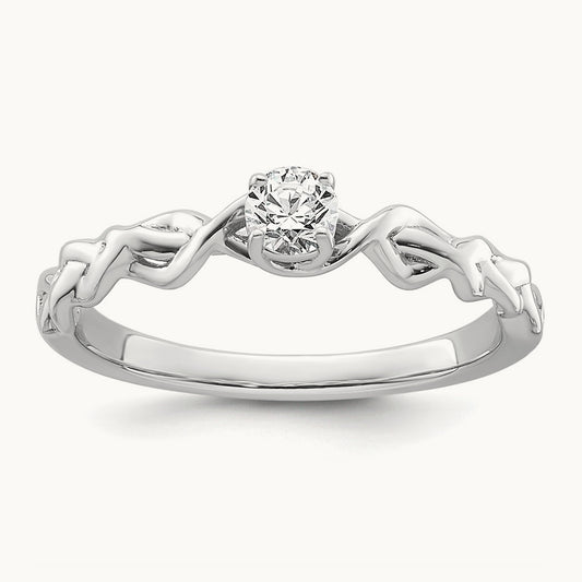 Complete Diamond Braided Design Engagement Ring, 14K White Gold