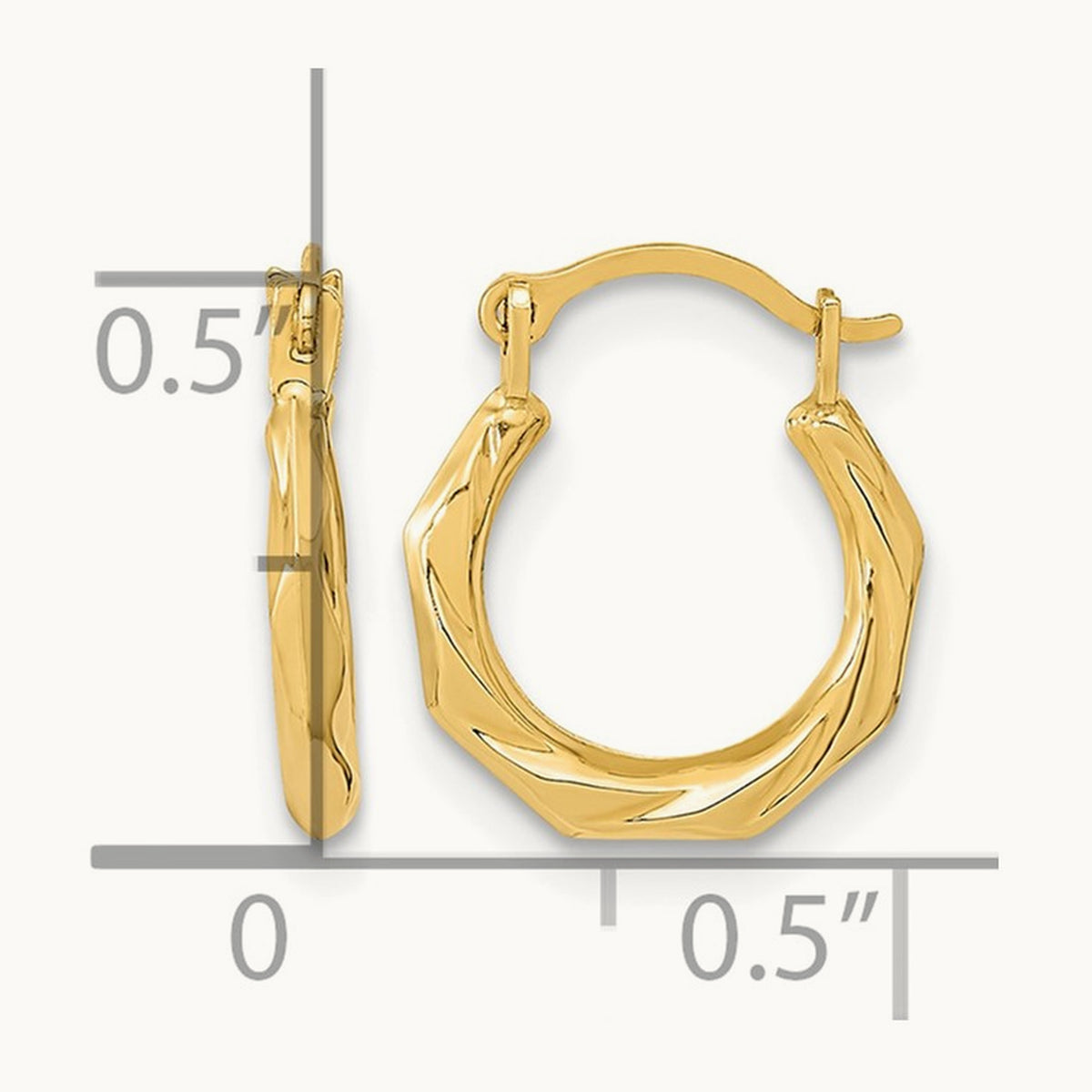 Polished Twist Hoop Earrings — 14K Yellow Gold