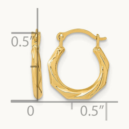 Polished Twist Hoop Earrings — 14K Yellow Gold