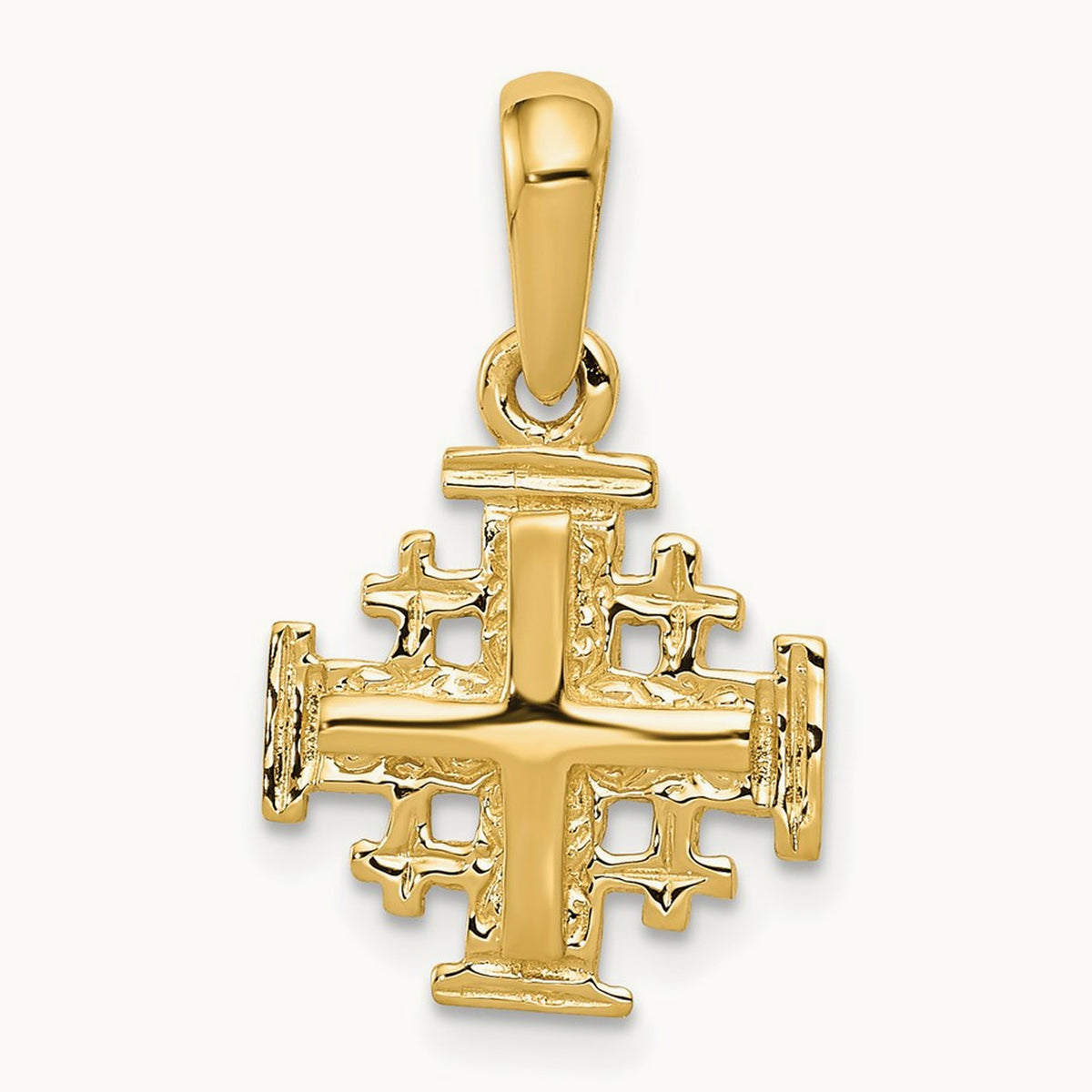 Jerusalem Cross Charm — 14K Yellow Gold