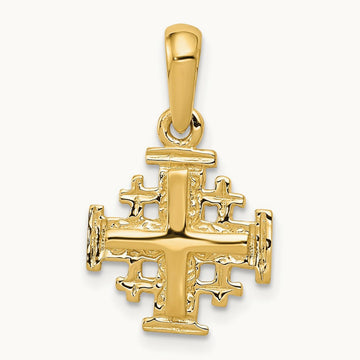 Jerusalem Cross Charm — 14K Yellow Gold