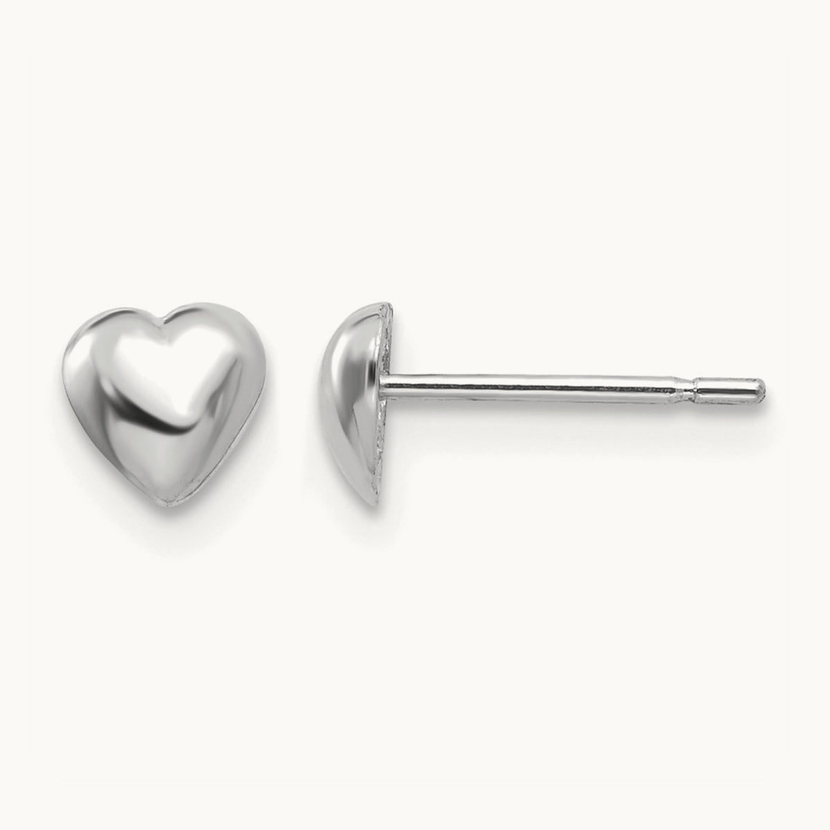 Polished Heart Post Earrings, 14K White Gold
