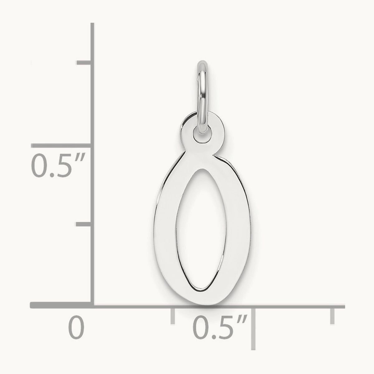 Slanted Block Initial Charm — 14K White Gold, O