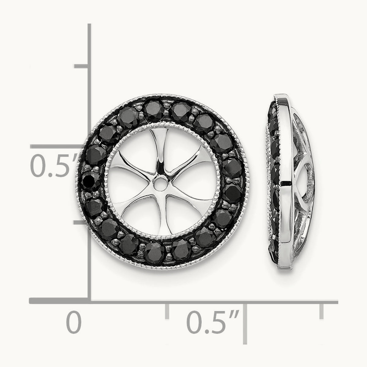 1-1/6ct Black Diamond Earring Jackets, 14K White Gold