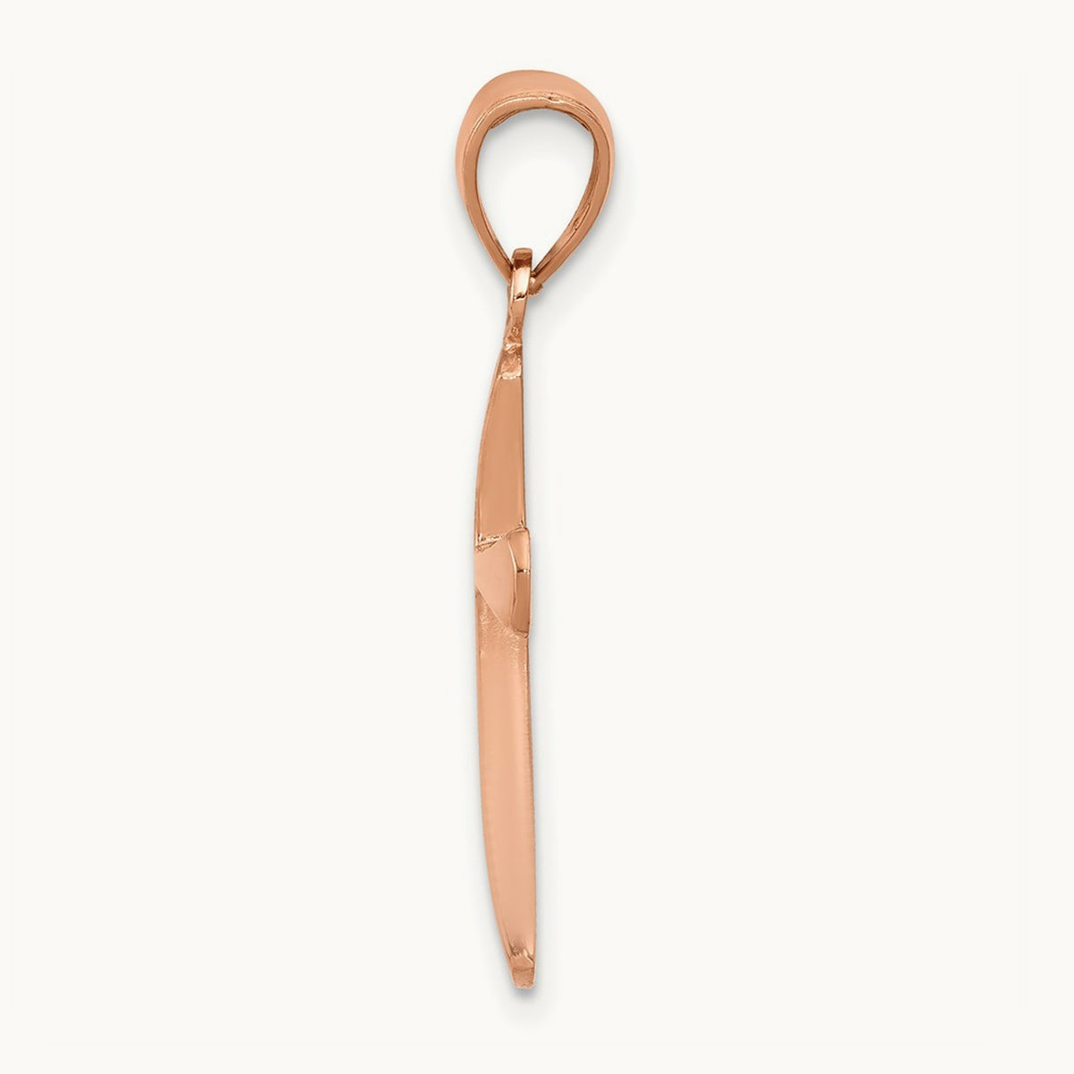 Polished Beveled Cross w/ Round Tips Charm — 14K Rose Gold