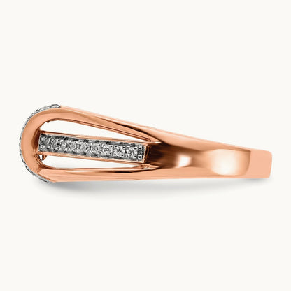 White and Champagne Diamond Ring, 14K Rose Gold