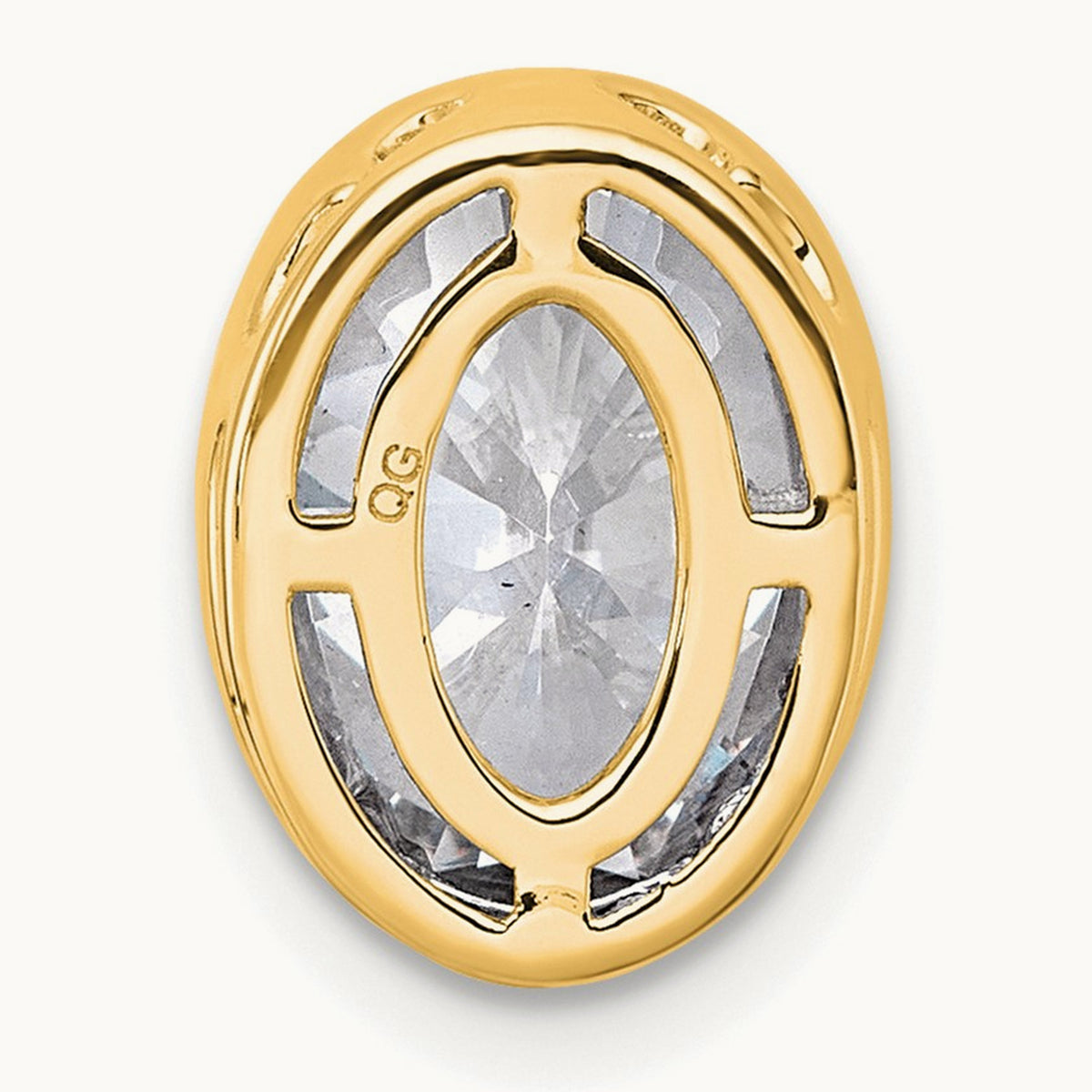 Oval Bezel Set Chain Slide Pendant, 0.25-3.00 ct tw Lab-Grown Diamond — 2 1/2 ct, 14K Yellow Gold