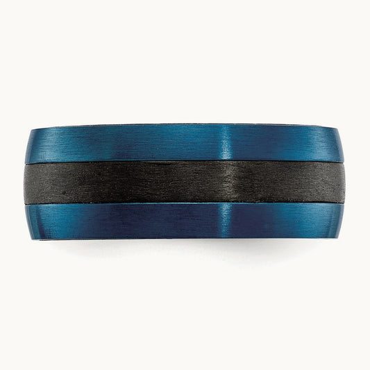 Black Carbon Fiber with Brushed Blue IP-plated Stainless Steel Band, 8mm