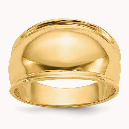 Ridge-edged Dome Ring, 14K