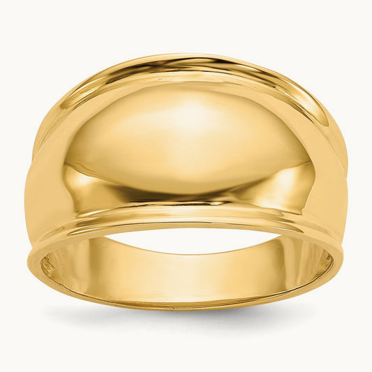 Ridge-edged Dome Ring, 14K