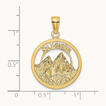 ST. LUCIA Twin Pitons Charm, 14K