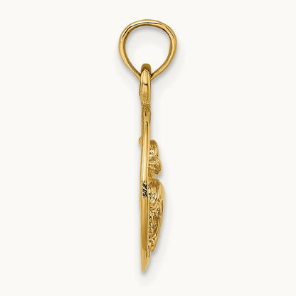 Two Dolphins in Circle Charm, 14K