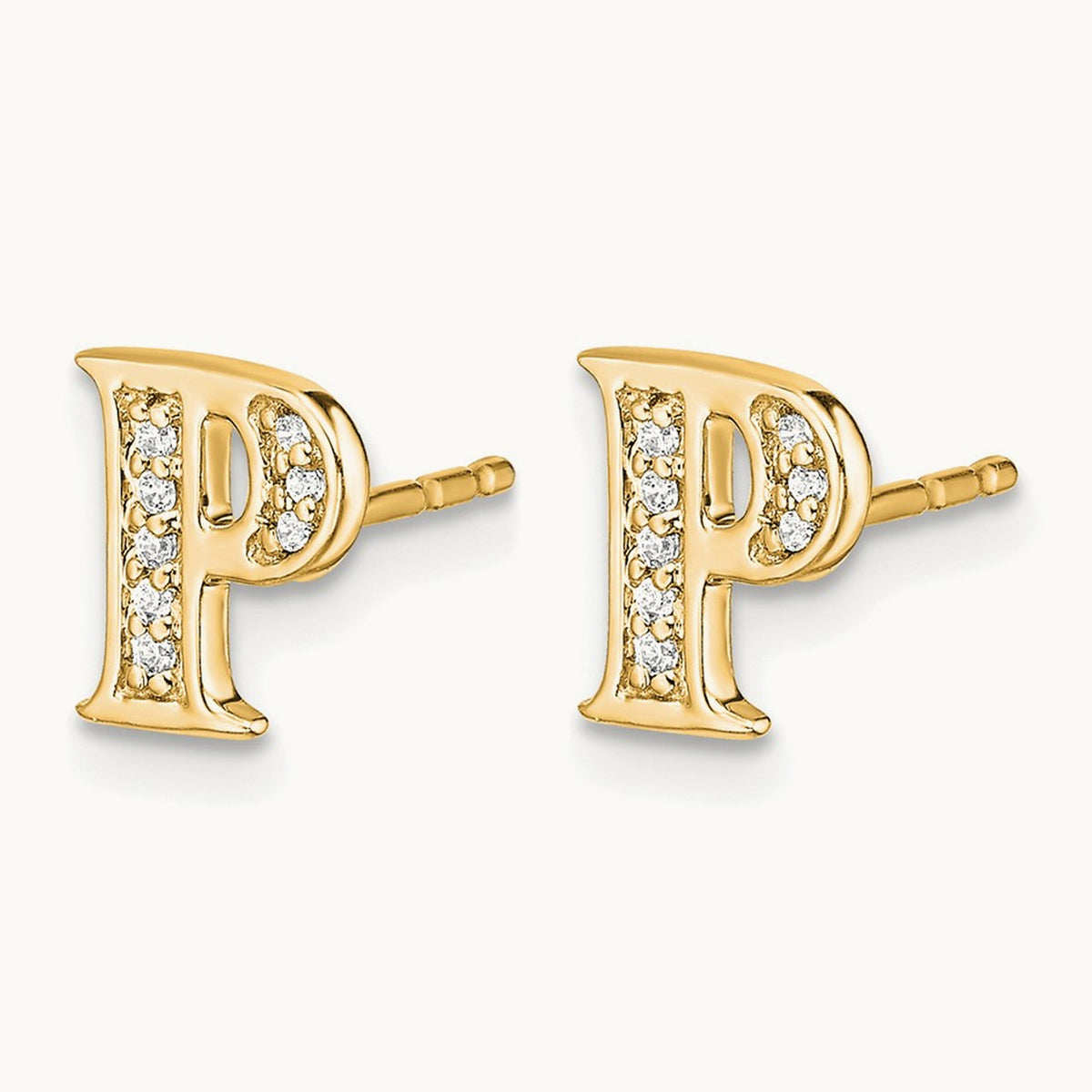 Diamond Earrings — 14K Yellow Gold, 8mm, P