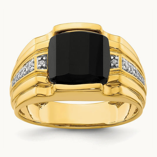 Onyx Men's Ring, 0.10 ct tw Lab-Grown Diamond