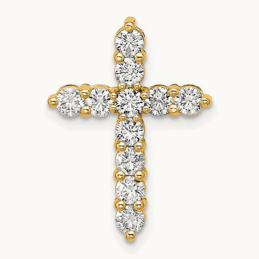 Cross Chain Slide Pendant, 1.00-4.00 ct tw Lab-Grown Diamond — 1 ct, 14K Yellow Gold