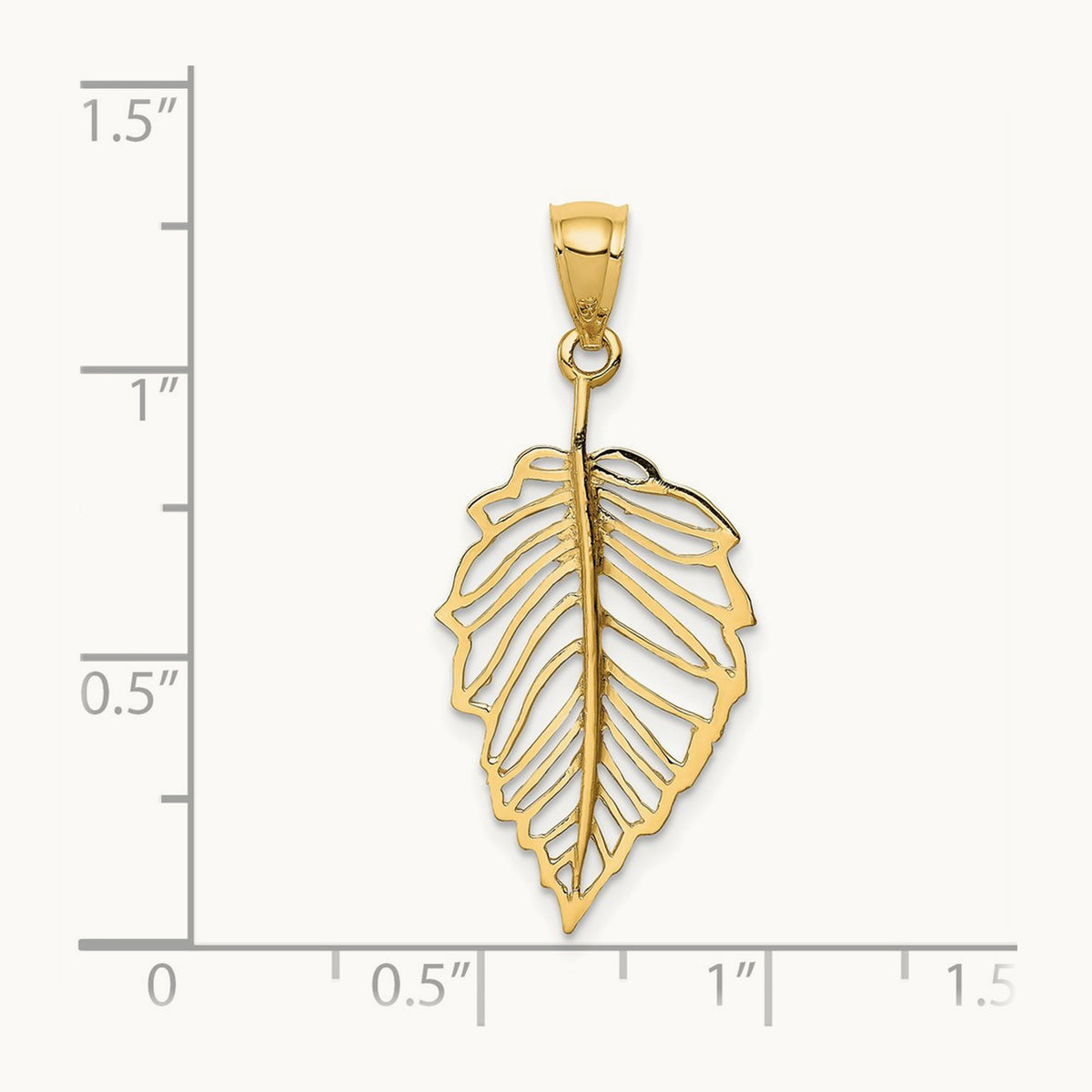 Polished Leaf Pendant, 14K