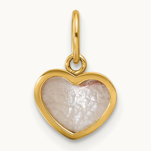 Polished Mother of Pearl Heart Pendant — 13.4mm