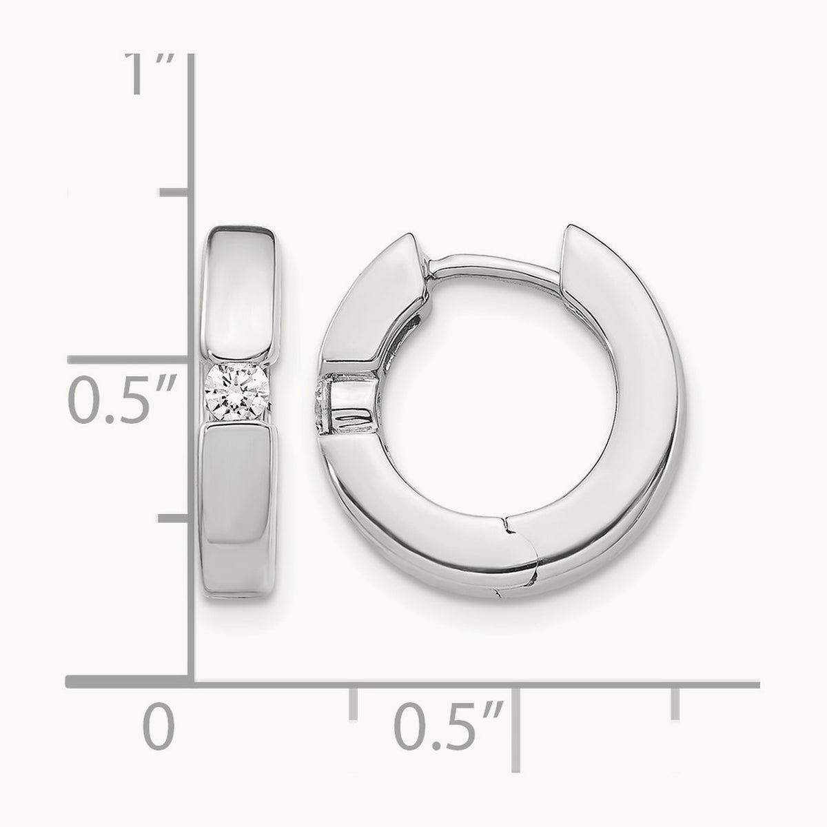 AA Diamond Hinged Hoop Earrings, 14K White Gold