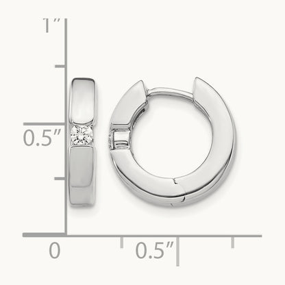 AA Diamond Hinged Hoop Earrings, 14K White Gold