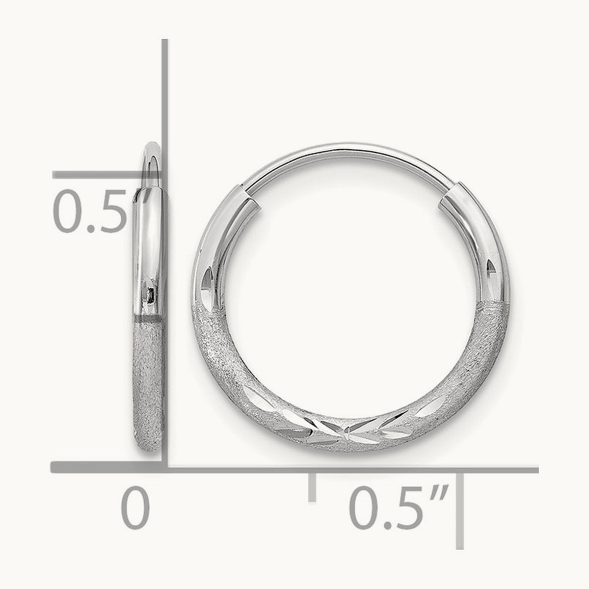 Diamond-cut Endless Hoop Earrings — 12mm, 1.5mm