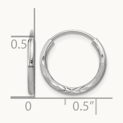 Diamond-cut Endless Hoop Earrings — 12mm, 1.5mm