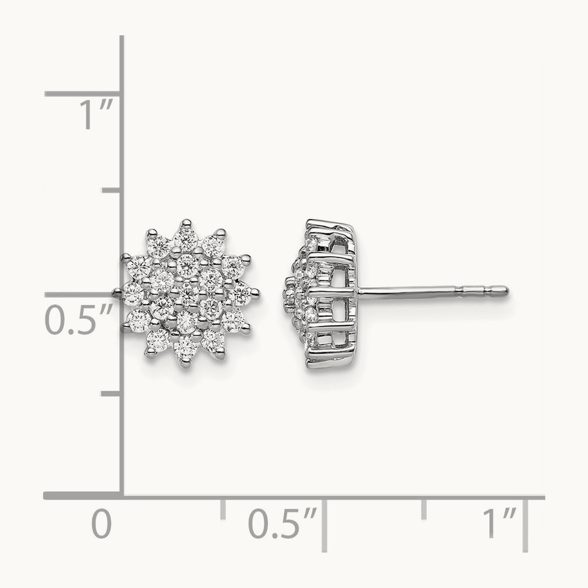 Cluster Post Earrings, 0.50 ct tw Lab-Grown Diamond — 14K White Gold
