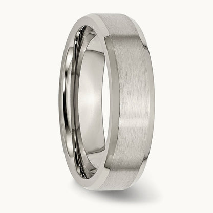 Brushed and Polished Flat Beveled Edge Band — photo set