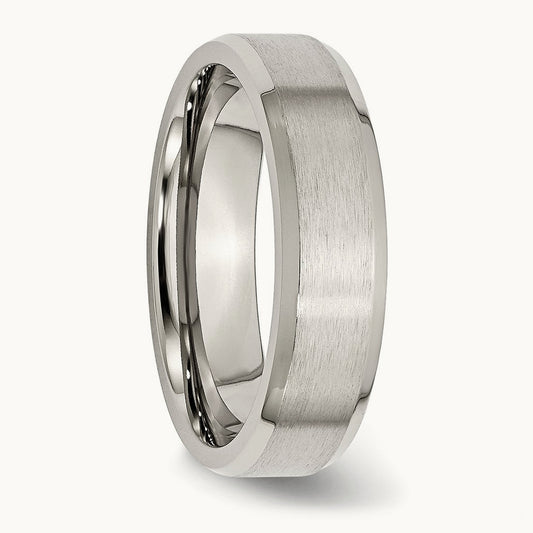 Brushed and Polished Flat Beveled Edge Band — photo set