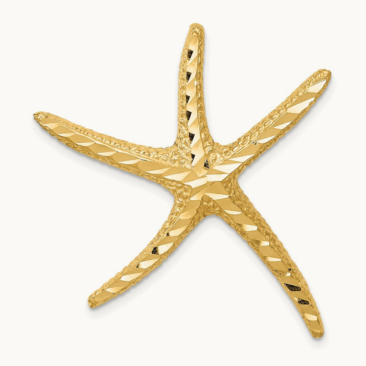 Textured Diamond-cut Starfish Slide, 14K