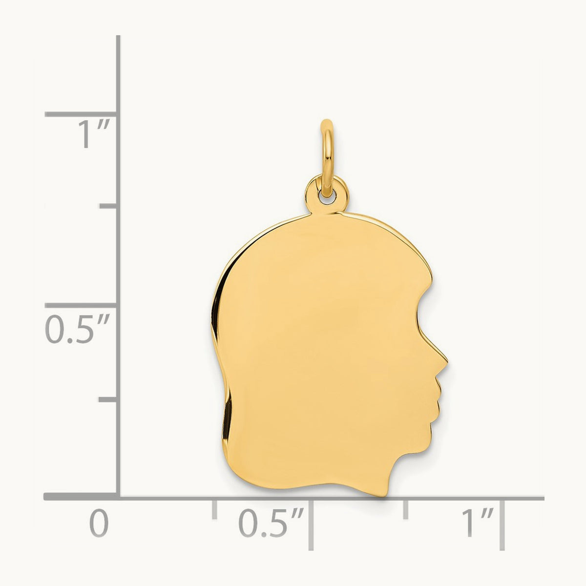 Plain Medium .009 Gauge Facing Right Engravable Girl Head Charm — 27mm