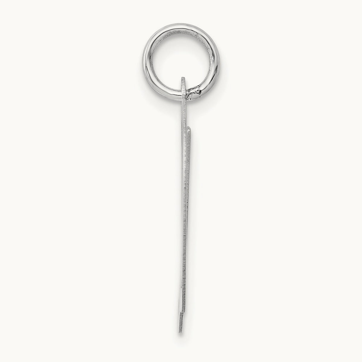 Large Fancy Script Initial Charm — 14K White Gold, D