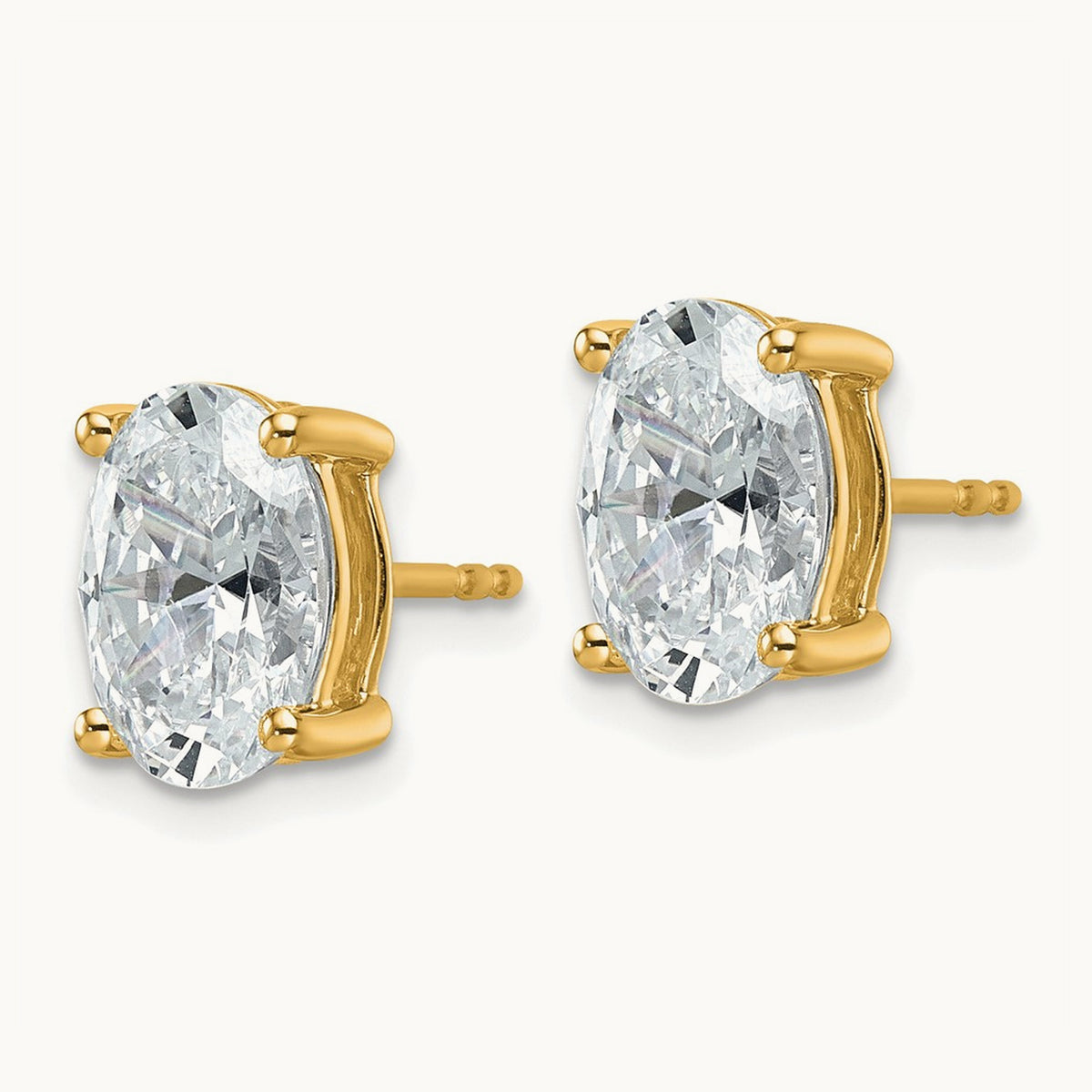 Oval Four-Prong Stud Earrings, 0.50-6.00 ct tw Lab-Grown Diamond — 4 ct, 14K Yellow Gold