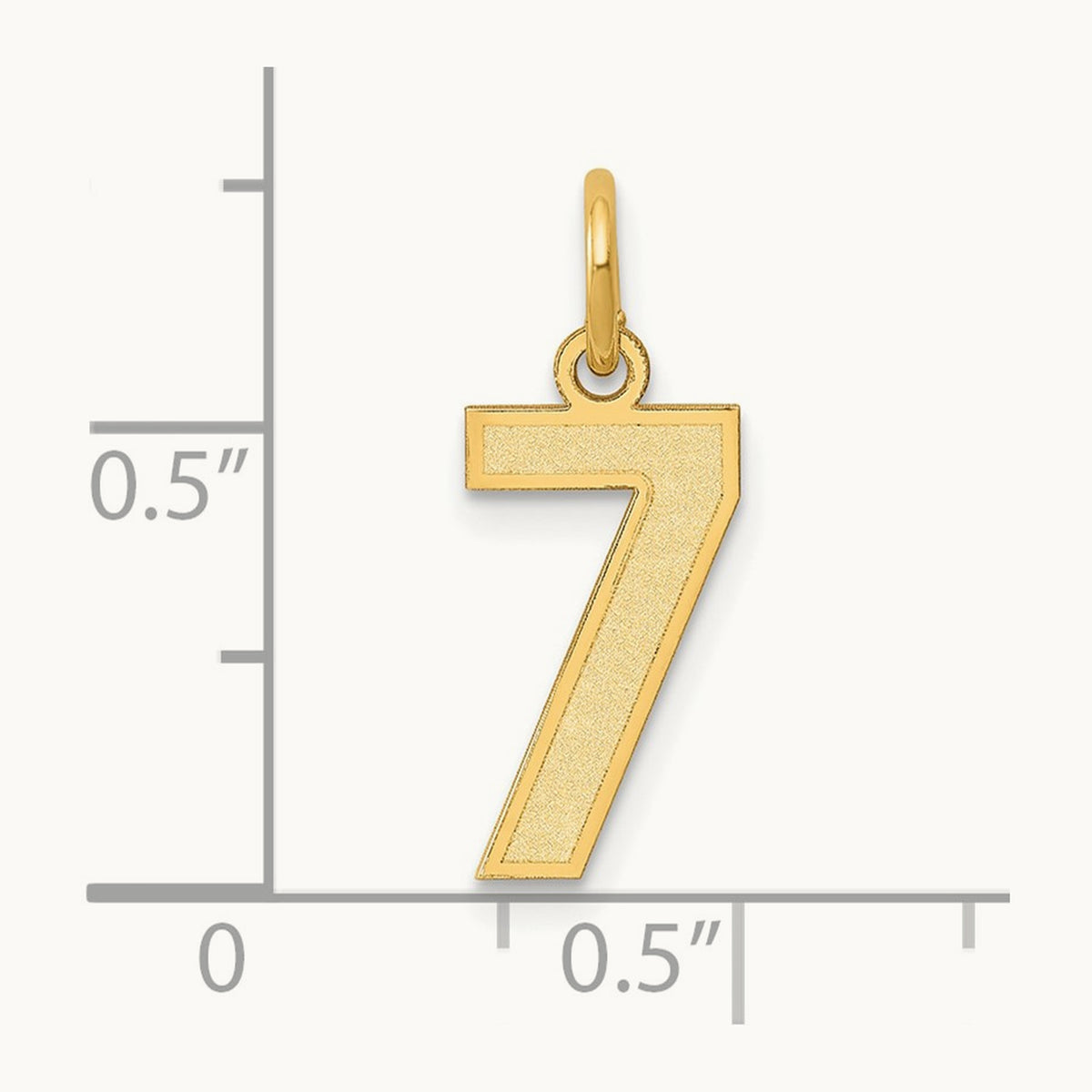 Small Satin Number 7 Charm — 14K Yellow Gold