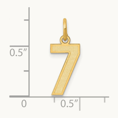 Small Satin Number 7 Charm — 14K Yellow Gold