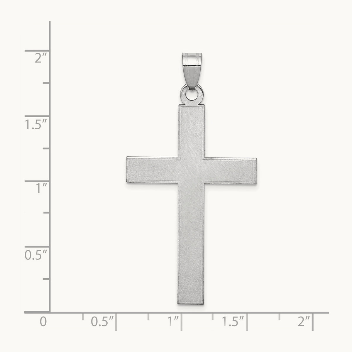 Florentine Satin Cross Pendant — 14K White Gold, 48mm
