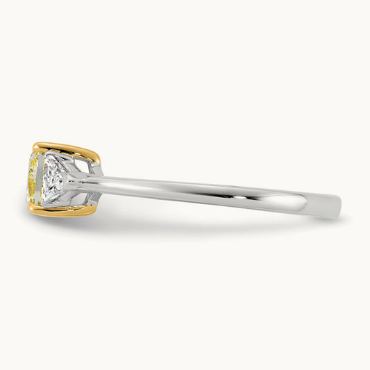 Cushion Vivid Yellow & Trillion Ring, 1.25-4.50 ct tw Lab-Grown Diamond