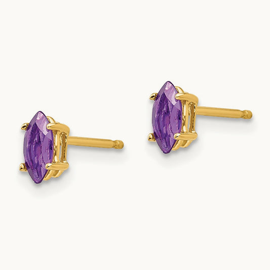 6x3mm Marquise Amethyst earring, 14K