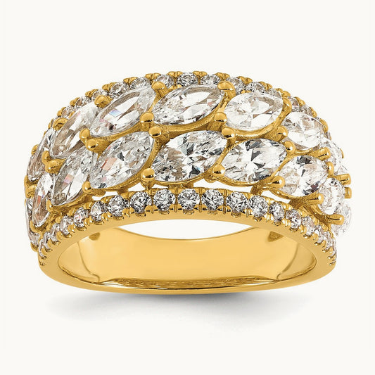 Double-Row Marquise Fashion Ring — 14K Yellow Gold, 7