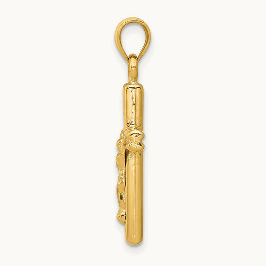 Hollow Crucifix Pendant, 14K