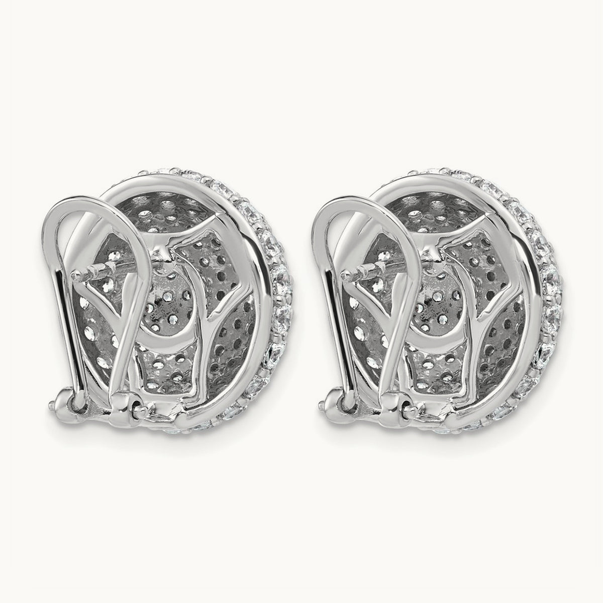Pave Ball Leverback Post Earrings, 1.50-4.00 ct tw Lab-Grown Diamond — 4 ct, 14K White Gold