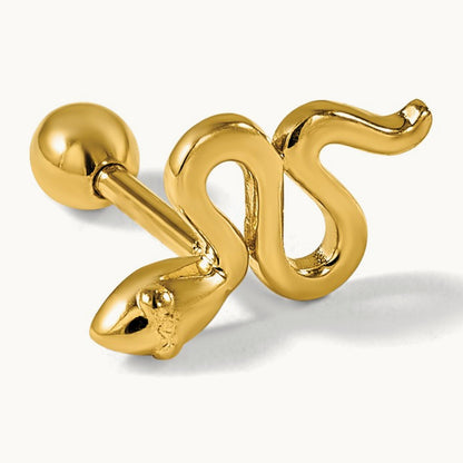 18 Gauge Polished Snake Cartilage Stud, 14K